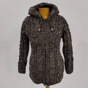 Hooded Zip up Cable Knit Sweater Womens - Etsy