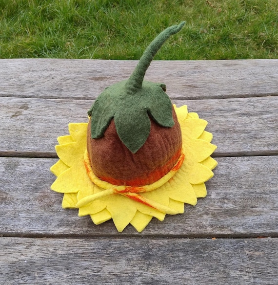 Sunflower Felted Wool Hat Pixie Flower Fairy Elf Felt Hat Funky