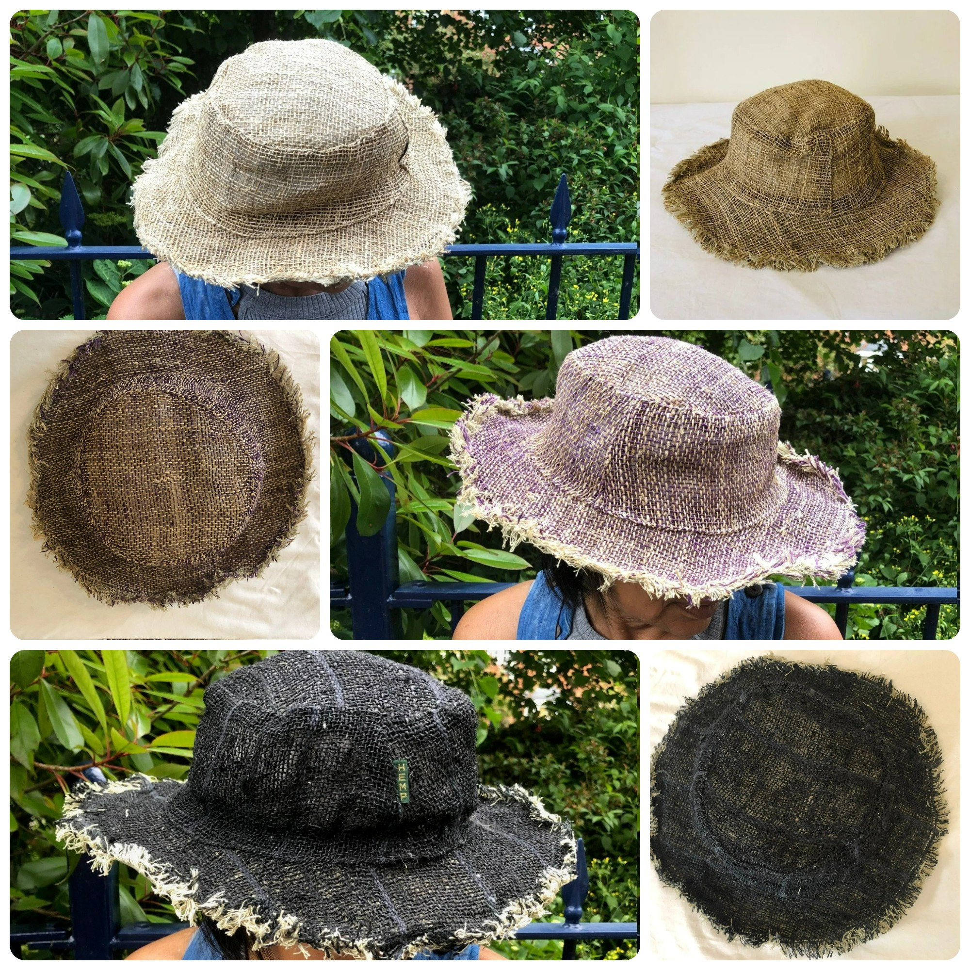Natural Hemp Eco Friendly Frayed Wide Wire Brim Sun Hat  display picture 1