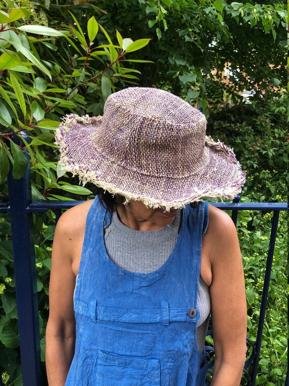 Purple Hemp Eco Friendly Frayed Wide Wire Brim Sun Hat Natural Shapeable Breathable Packable Lined Boho Hippie Summer Beach Men Women Etsy UK