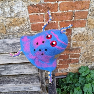Felted Wool Blue Octopus Hat Funny Sea Creature Felt Hat Funky Boho Hippie Witch Wizard Costume Novelty Fancy Dress Up Party Festival
