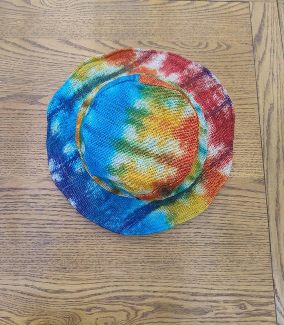 Natural Hemp Eco Friendly Bright Rainbow Sun Hat Wide 