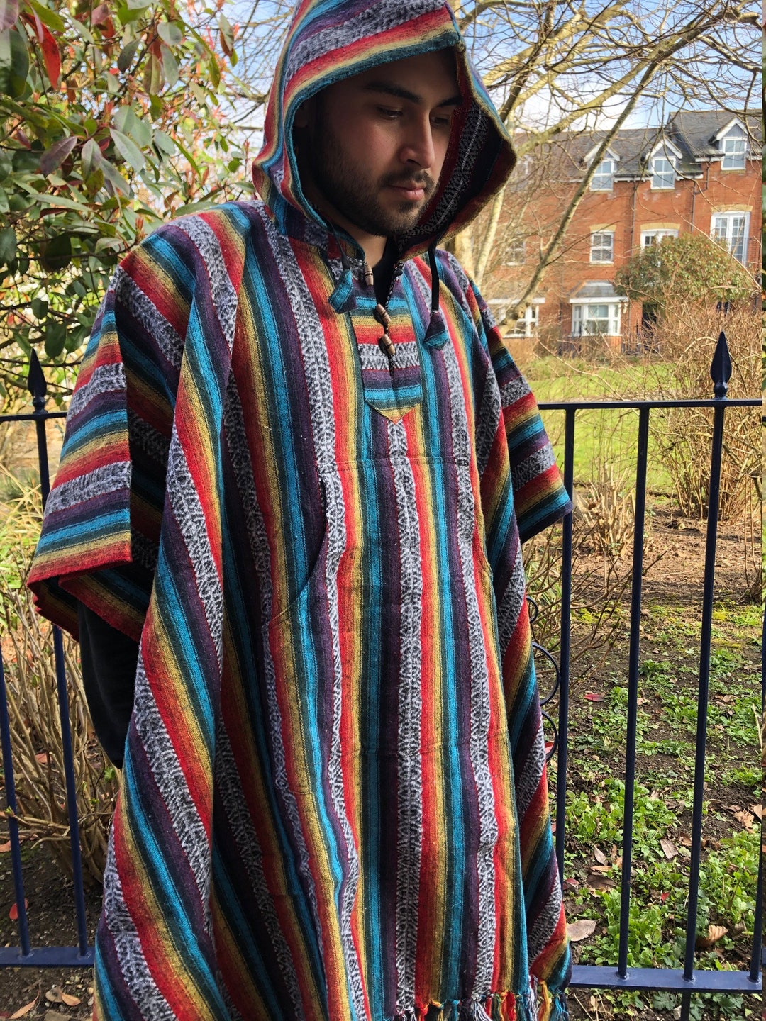 Lightweight Nepalese Men Women Long Cotton Woven Hooded Poncho - Etsy