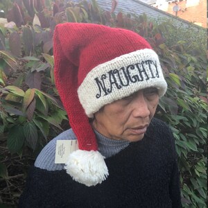 Christmas Adult Child Knitted Wool Xmas Naughty List Hat Warm Festival Ski Party