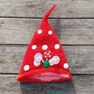Pointed Elf Toadstool Mushroom Felt Hat Red Woodland Pixie Fairy Felted Wool Hat Funky Hippie Wizard Costume Novelty Fancy Dress Festival
