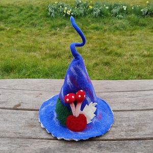 Pointy Felt Hat Toadstool Mushroom Woodland Pixie Fairy Elf Felted Wool Hat Funky Wizard Witch Fantasy Costume Fancy Dress Festival Party