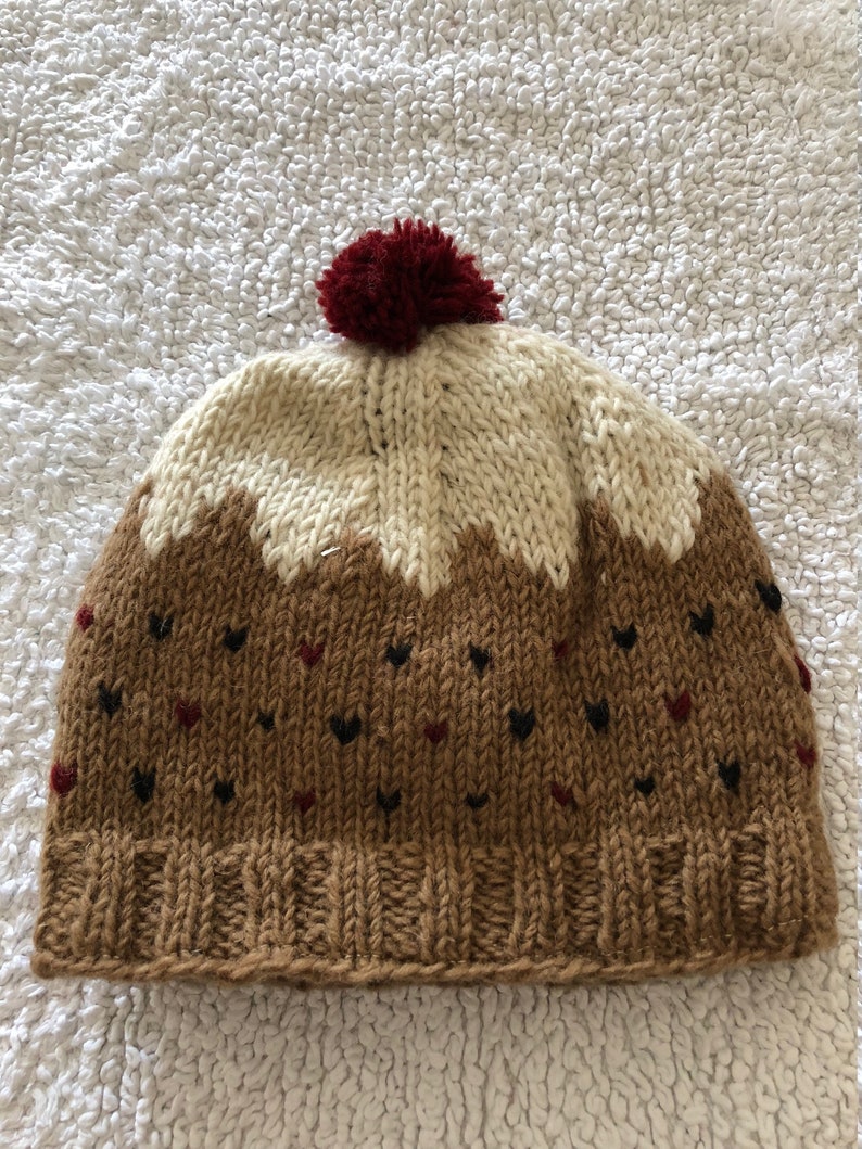 Christmas Adult Child Knitted Wool Xmas Pudding Hat Warm Etsy