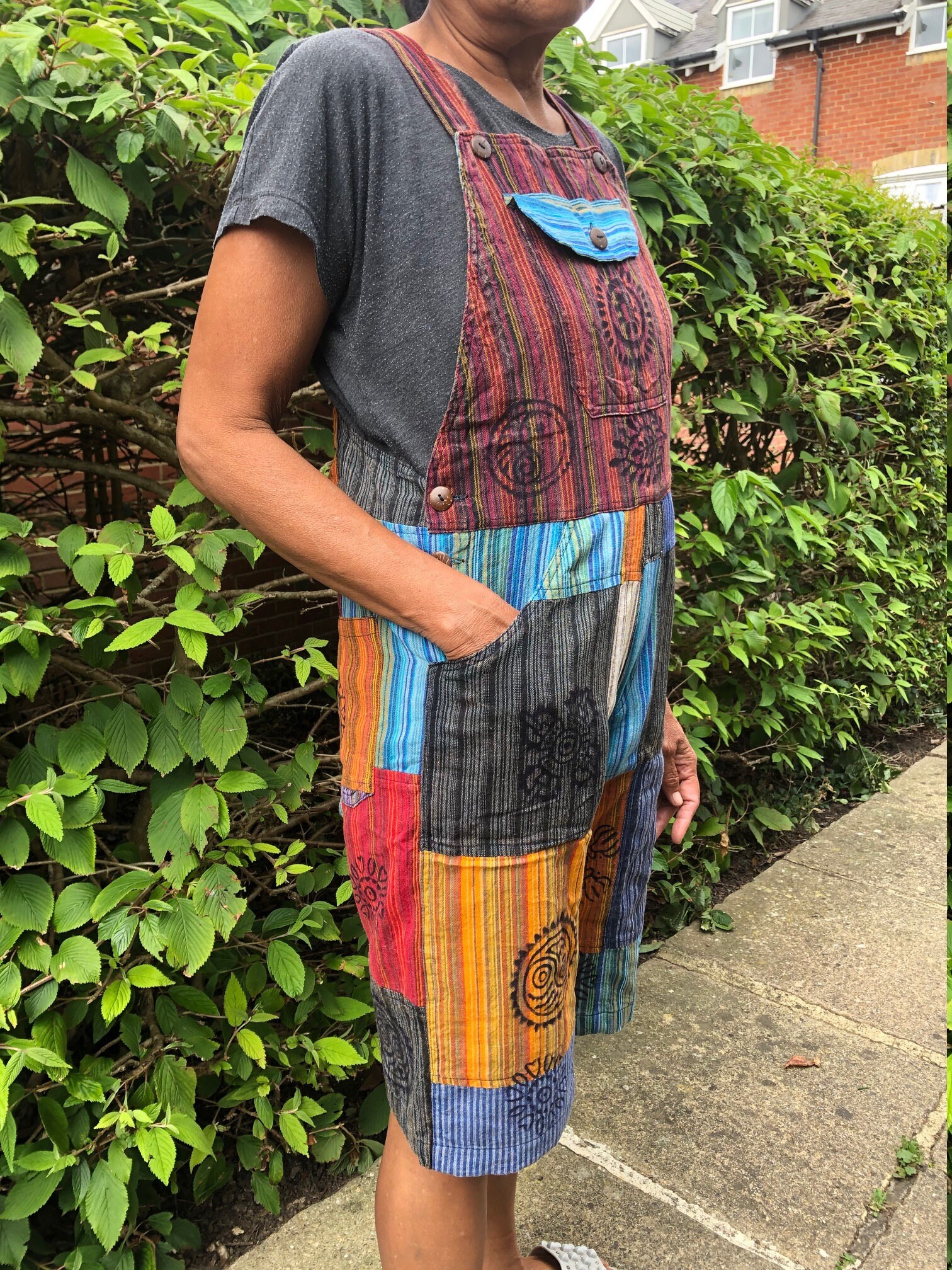 Image of Ethnic Funky Hippy Festivals Boho Short Dungarees Harem Jumpsuit Overalls S/M L/xl