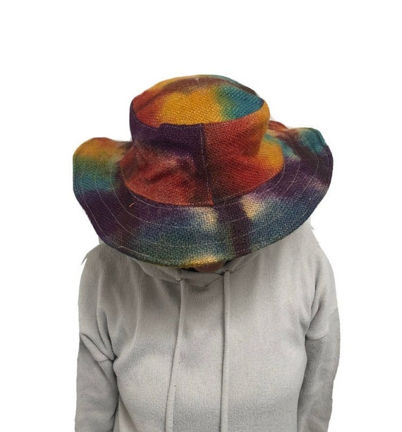 Natural Hemp Eco Friendly Rainbow Sun Hat Wide Shapeable  display picture 3
