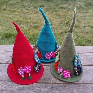 Pointy Woodland Felt Hat Elf Toadstool Mushroom Pixie Fairy Felted Wool Hat Funky Wizard Fantasy Costume Novelty Fancy Dress Festival