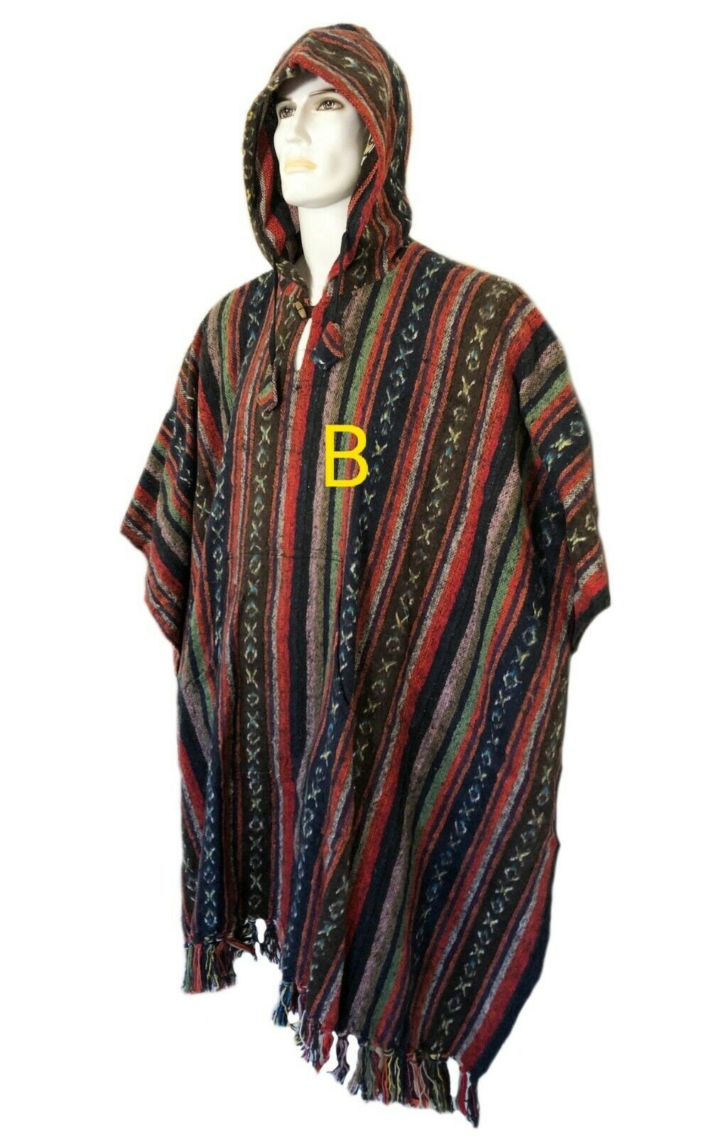 Nepalese Men Women Long Cotton Woven Hooded Poncho Cape Ethnic - Etsy UK