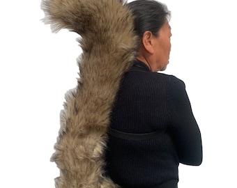 Squirrel Faux Fur Animal Tail Brown Grey Long Furry Fancy Dress Up Costume Party Prop Accessory Adult