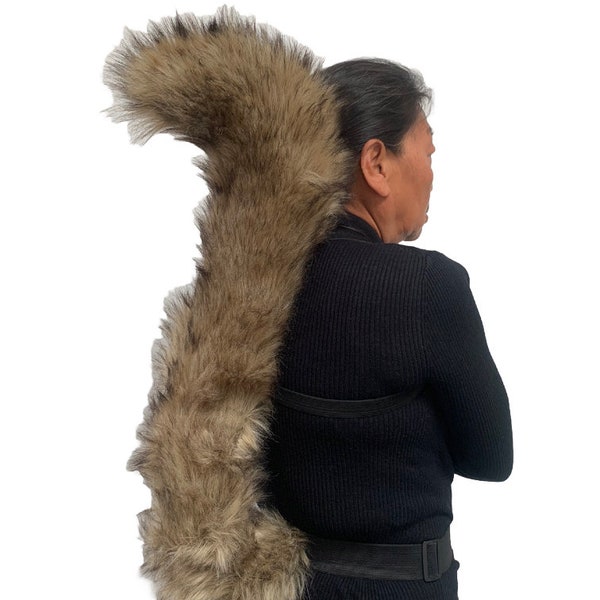 Squirrel Faux Fur Animal Tail Brown Grey Long Furry Fancy Dress Up Costume Party Prop Accessory Adult