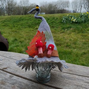 Pointy Felt Hat Toadstool Mushroom Autumn Woodland Pixie Fairy Elf Felted Wool Hat Funky Wizard Witch Fantasy Costume Fancy Dress Festival
