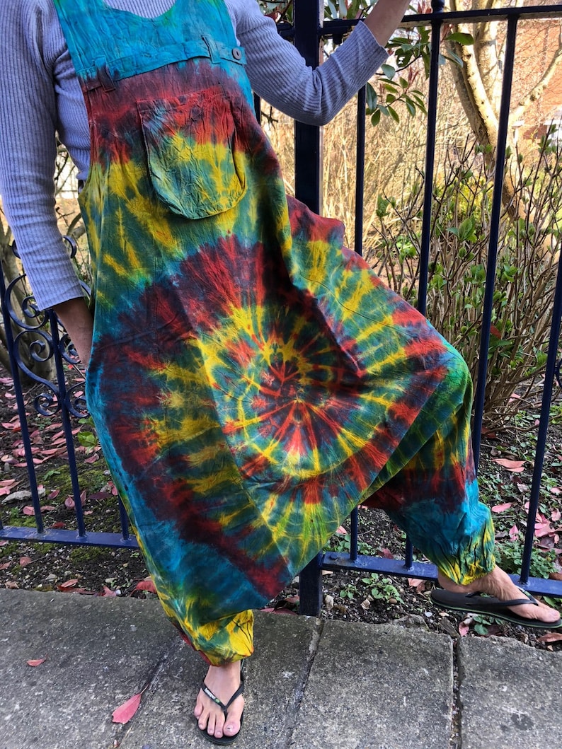 Tiedye Ethnic Funky Hippy Festivals Boho Dungarees Harem Etsy