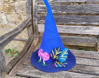 Handmade Wool Felt Forest Hat, Mushroom, Leaves, Fairy  display picture 1