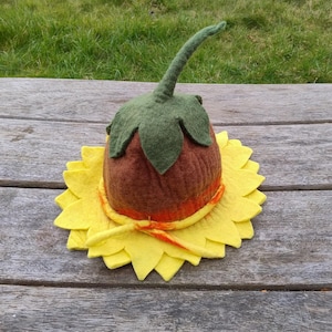 Sunflower Felted Wool Hat Pixie Flower Fairy Elf Felt Hat Funky Boho Hippie Witch Wizard Costume Novelty Fancy Dress Party Festival