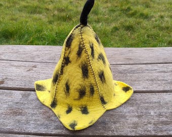 Gelbe Banane Frucht Filzhut Pixie Fee Elfe Gefilzter Wollhut Funky Boho Hippie Hexe Zauberer Spaß Kostüm Neuheit Fancy Dress Festival