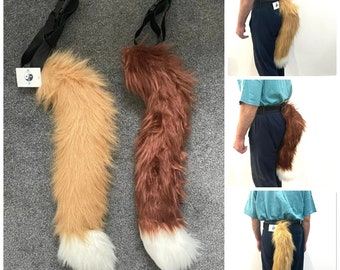 Fox Animal Tail Light or Dark Brown Faux Fur Fancy Dress Up Costume Party Prop Accessory Adult Child Kids