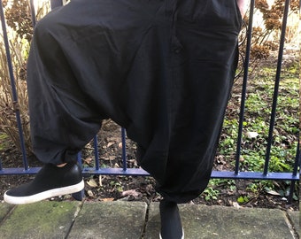 Unisex Hemp Cotton Vintage Hippy Boho Aladdin Harem Yoga Baggy Ninja Pants Trousers