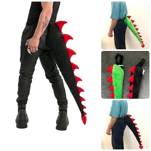 Dinosaurier Drachen Tier Schwanz schwarz grün rot lange Dino Fancy Dress Up Kostüm Party Prop Accessoire Erwachsene Teenager