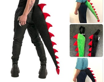 Dinosaur Dragon Animal Tail Zwart Groen Rood Lange Dino Fancy Dress Up Kostuum Party Prop Accessoire Volwassen Tiener
