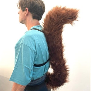 Red Squirrel Tail Faux Fur Animal Tail Brown Furry Long Fancy Dress Up Costume Party Prop Accessory Adult Child Kids
