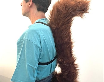 Red Squirrel Faux Fur Animal Tail Brown Furry Long Fancy Dress Up Costume Party Prop Accessory Adult Child Kids