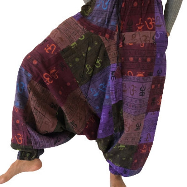 Unisex Om Vintage Hippy Boho Aladdin Harems Yoga Baggy Patchwork Ninja Hose Hose Baumwolle