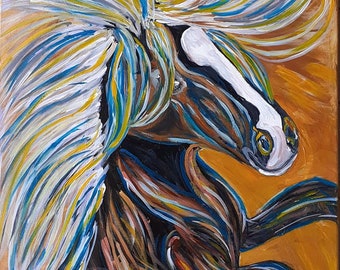 original work, painting horse, original and signed painting