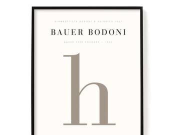 Bodoni Poster, Screen Printed, Archival Quality, Wall Art, Poster, Designer Gift, Typography Print, 24" x 36"