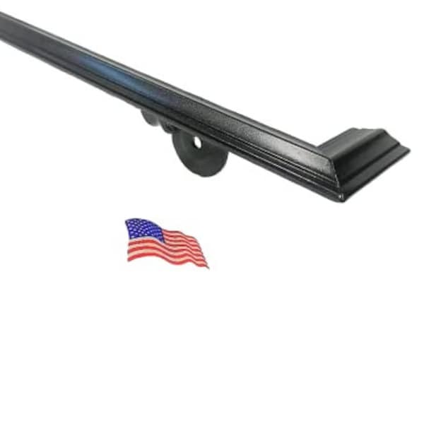 Kenosha Iron 4 Ft Code Compliant Handrail,  Painted Black Metallic,  Iron Brackets,  Interior or Exterior Use