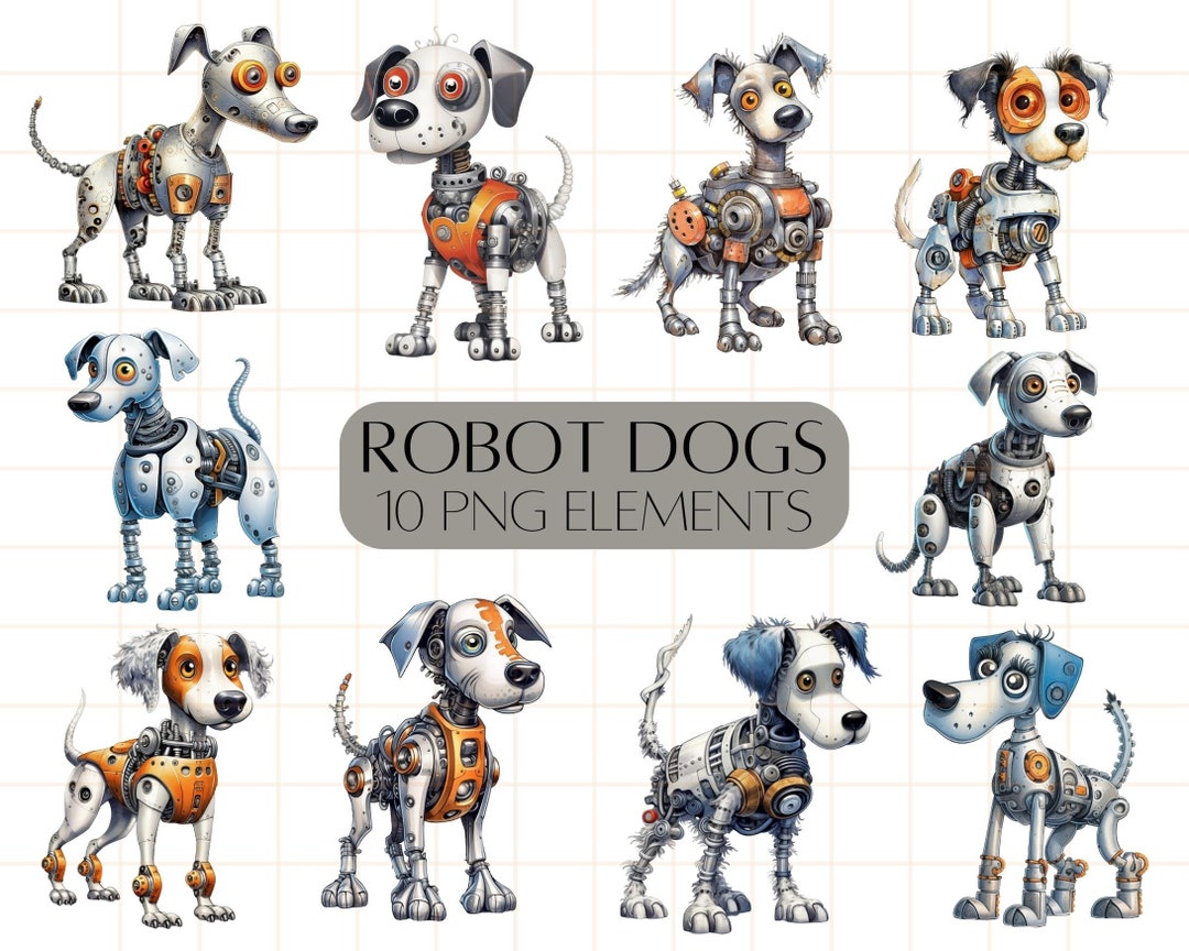 Robot Dog Clipart Set Cute Dog Illustrations PNG Commercial Etsy