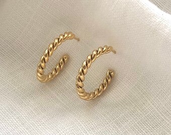 Gold rope earrings, twisted rope earrings, twisted hoop earrings, gift for her