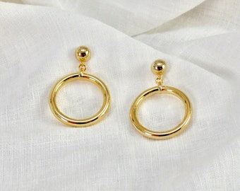 Gold creole earrings, free gift with order, chunky gold earrings, Audrey earrings, thick hoop earrings, door knocker earrings, gift for her