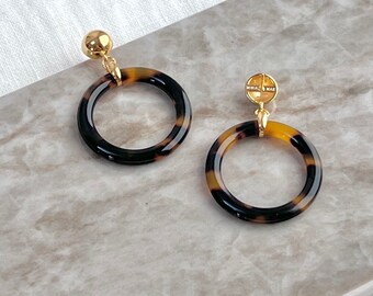 Tortoiseshell earrings, free gift with order, quality acetate door knocker earrings, tortoiseshell jewelry, gift for her, 50s style earrings