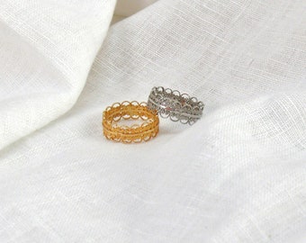 Anello a fascia in filigrana d'oro per donna, anello in filigrana d'oro, anello in filigrana d'argento, regalo per lei