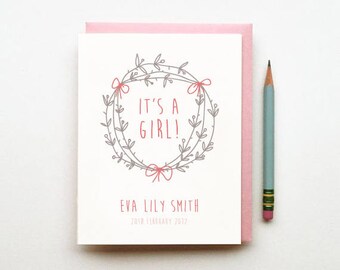 baby girl card etsy baby girl card