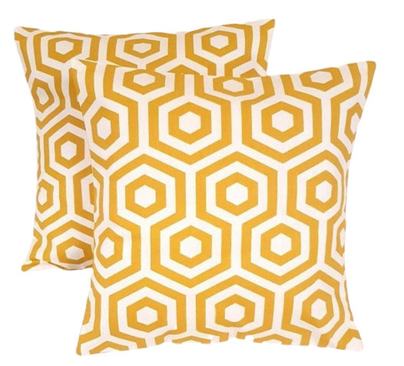 Cushion Cover Yellow Mustard Geometric Design 10 Etsy UK