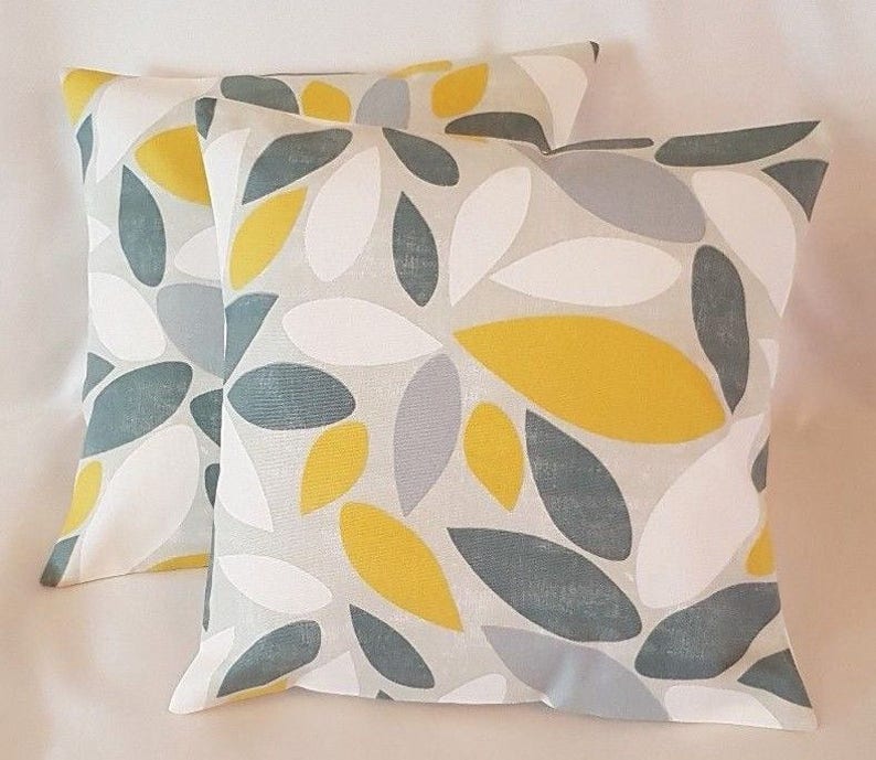 Cushion Cover Saffron Yellow Mustard Grey Pimlico Design Etsy UK