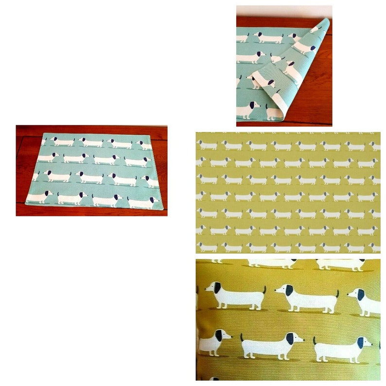 Fabric Placemats Fryetts Dachshund Sausage Dog Duck Egg Etsy UK
