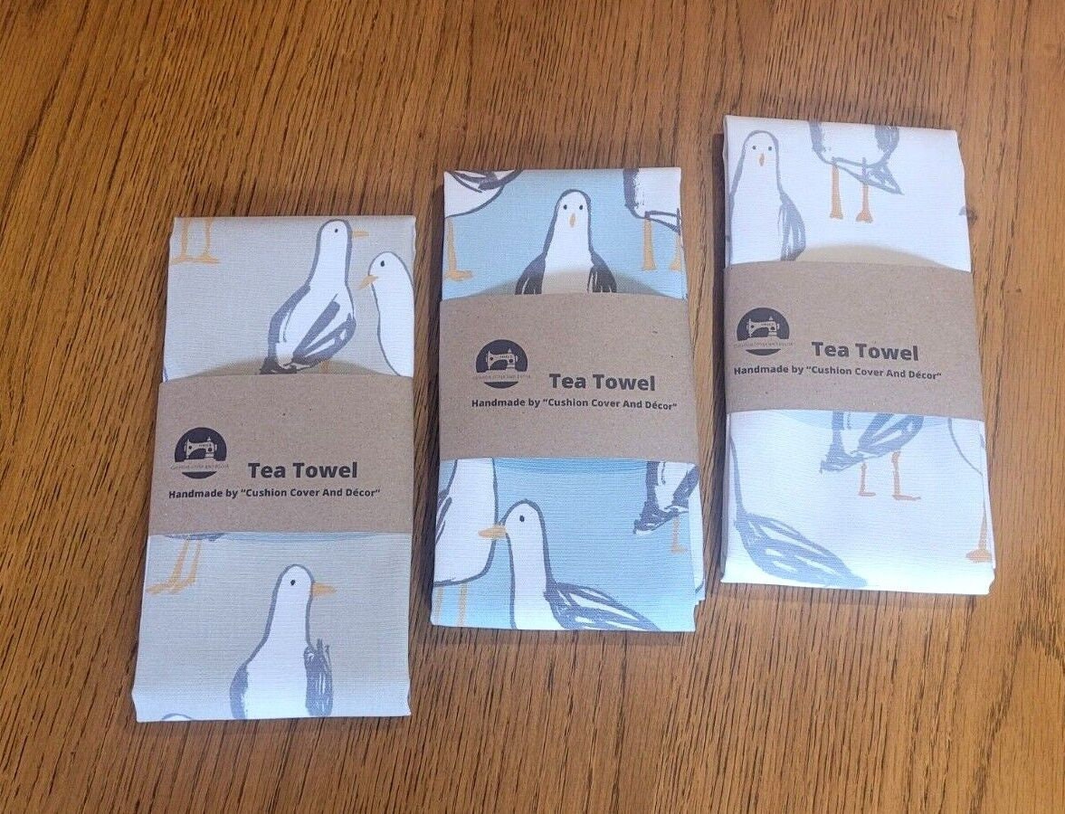 Evil Seaside Seagull Tea Towel From Linocut, 100% Cotton Kitchen Towel,  Bird Lover Gift, Tea Towel, Funny Dish Towel, Mum Gift, Brighton 