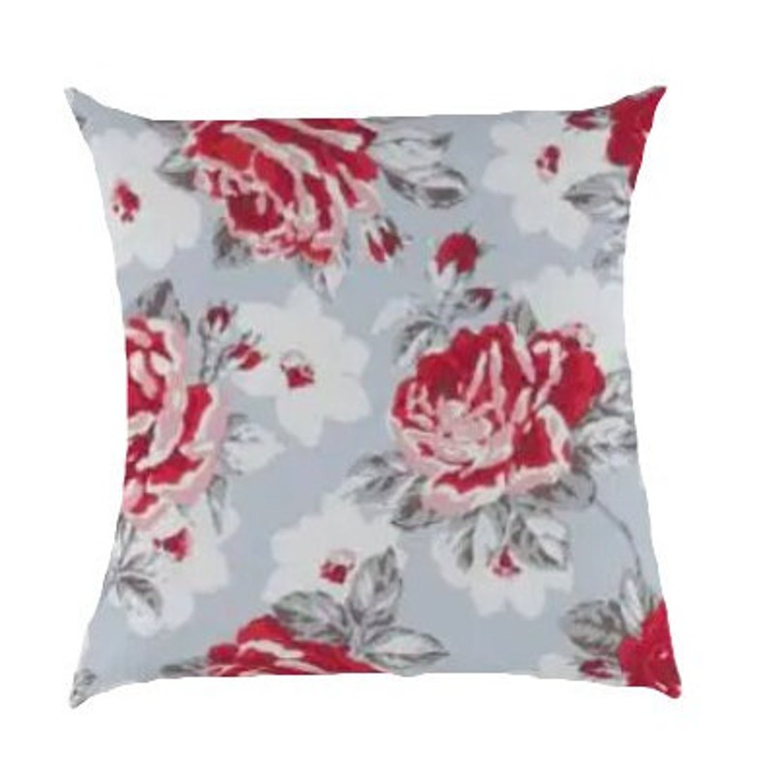 Cath Kidston Rose Bloom Multi Cushion Cover , Red Rose Pillow Cover , Floral Cushion Cover