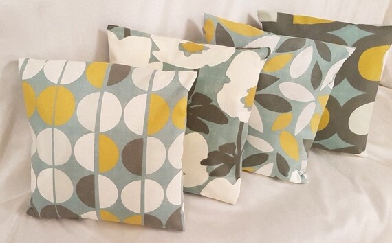 16” X 16” Tulip Design Cushion Cover Mustard Saffron Yellow and Grey