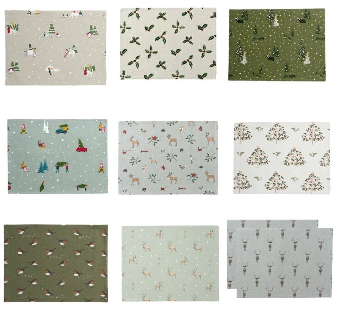 Sophie Allport Placemats , Christmas Fabric Placemats , Christmas Robin Placemats , Christmas