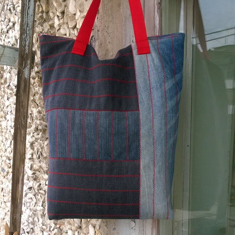 Hobo bag hipster gift recycled jeans Embroidery basket renewable eco friendly fabrics Shopping bag canvas tote stranger thing zero waste