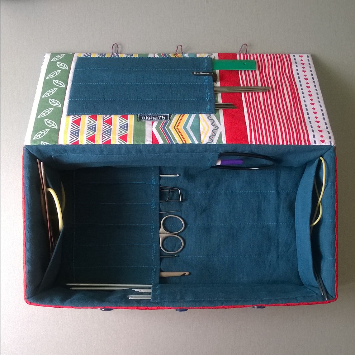 Storage box for knitting needles and knitting hooks Fabric box Etsy