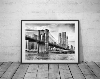 New York Print, Modern Wall Art, NY skyline Photo, Black-White Photo, City Photography, Printable Poster, Digital Download, 4 JPGs