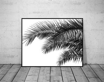 Plant Print, Leaf art, Botanical Photography, Wall Art Print, Black-White Wall Art, Printable Poster, Digital Download, 5 JPG's