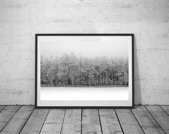 Nature Photography, Snow-Fog Photo, Digital Print, Black-White Photo, Wall Art, Printable Poster, Digital Download, 4 JPG's